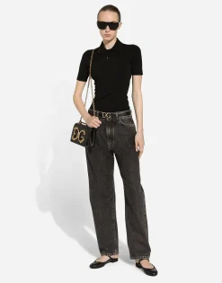Cotton denim boyfriend jeans