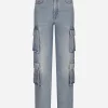 Cotton denim cargo jeans