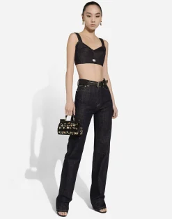 Cotton denim corset bralette top