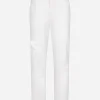 Cotton denim jeans with rips