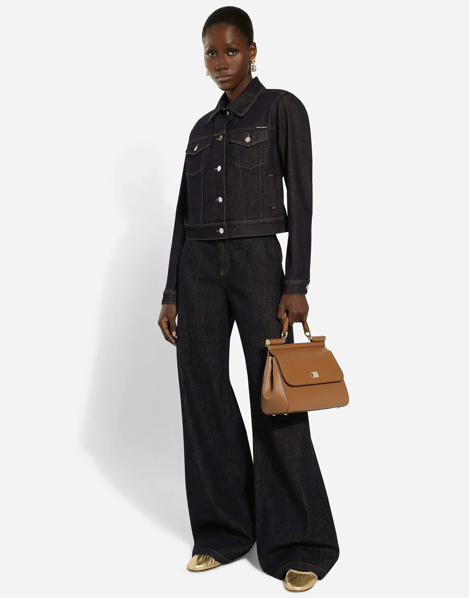 Cotton denim palazzo jeans