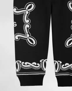 Cotton fleece jogging pants with bandanna print