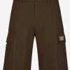 Cotton gabardine cargo Bermuda shorts with brand plate