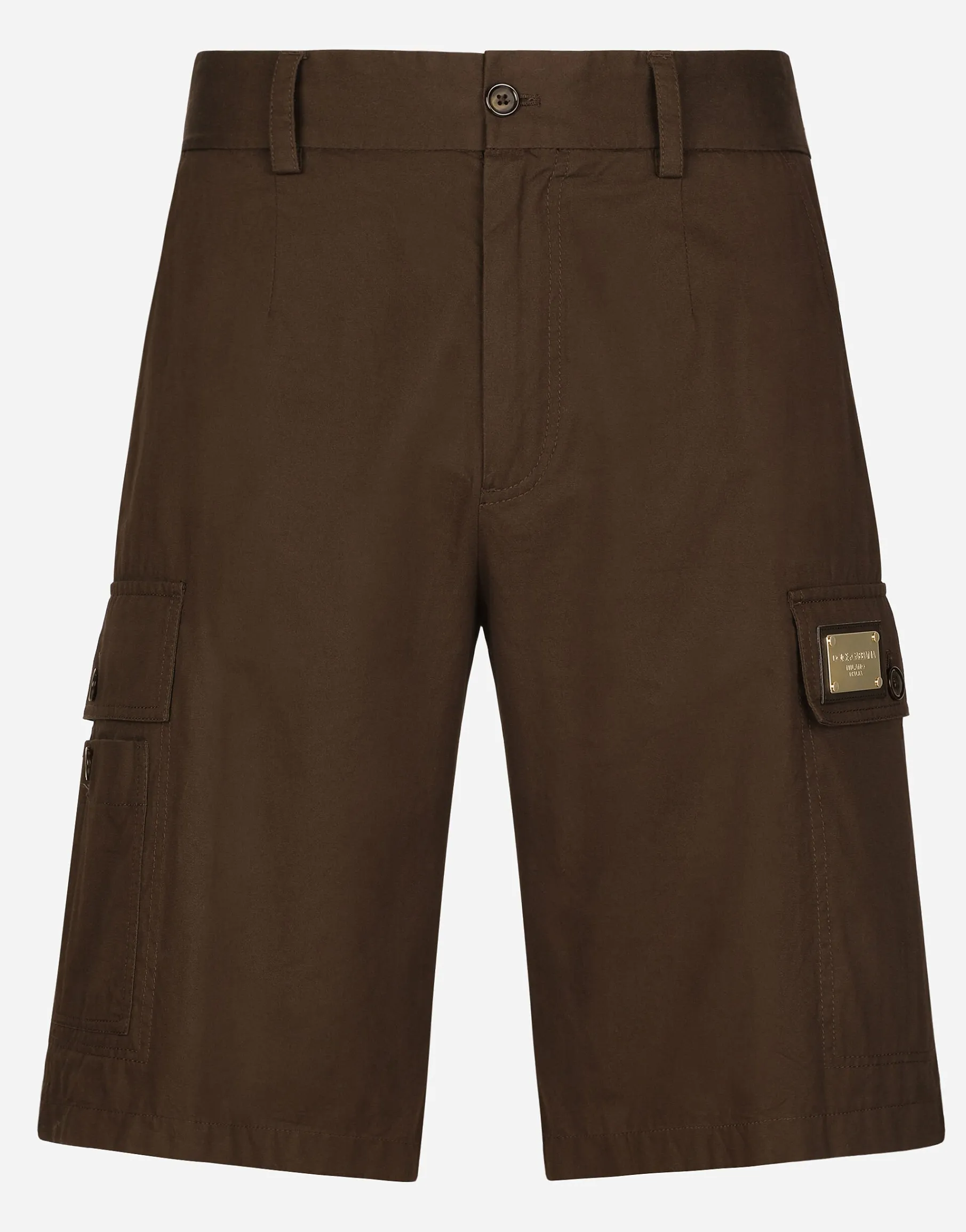 Cotton gabardine cargo Bermuda shorts with brand plate