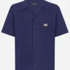 Cotton Hawaiian shirt with branded tag