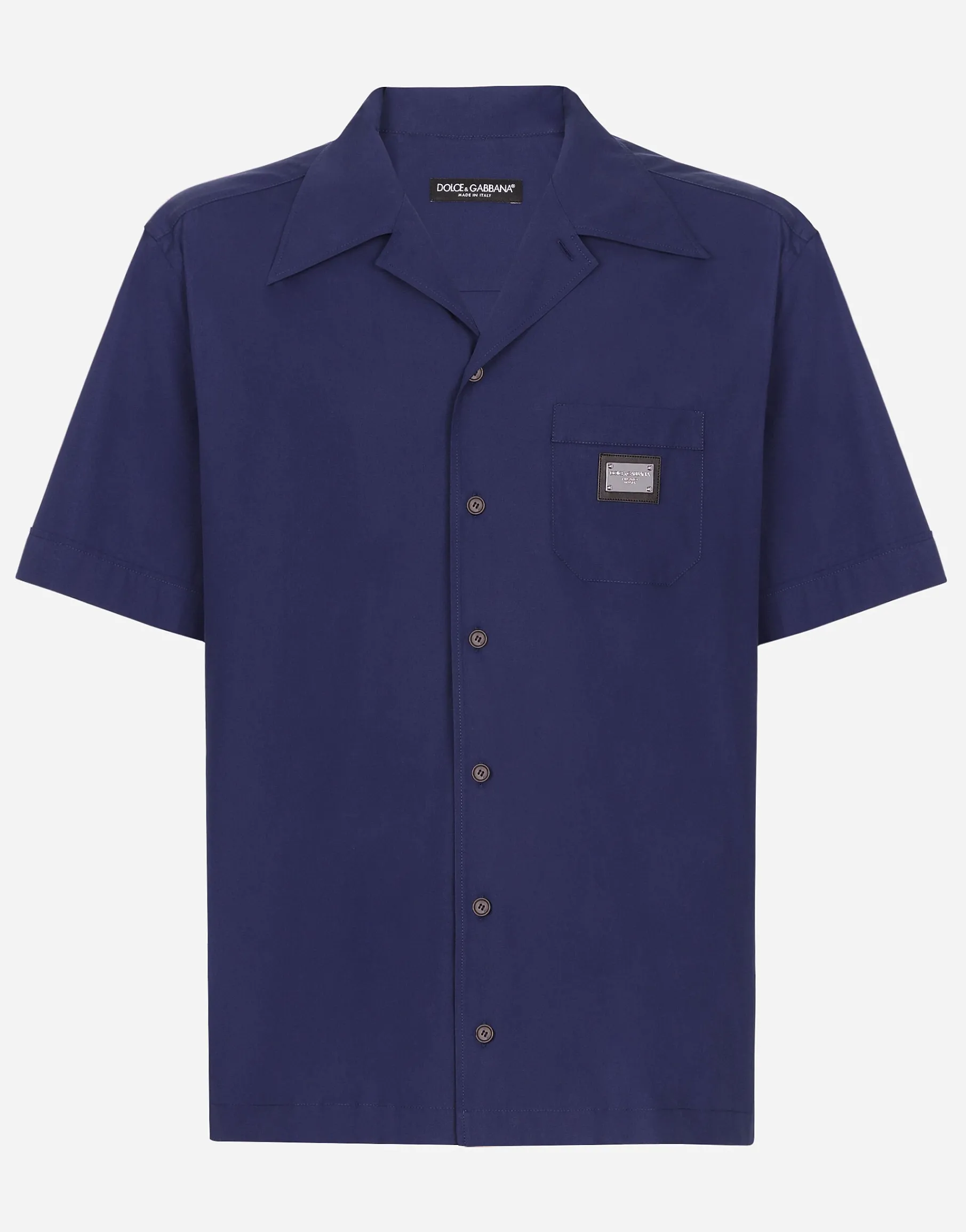 Cotton Hawaiian shirt with branded tag