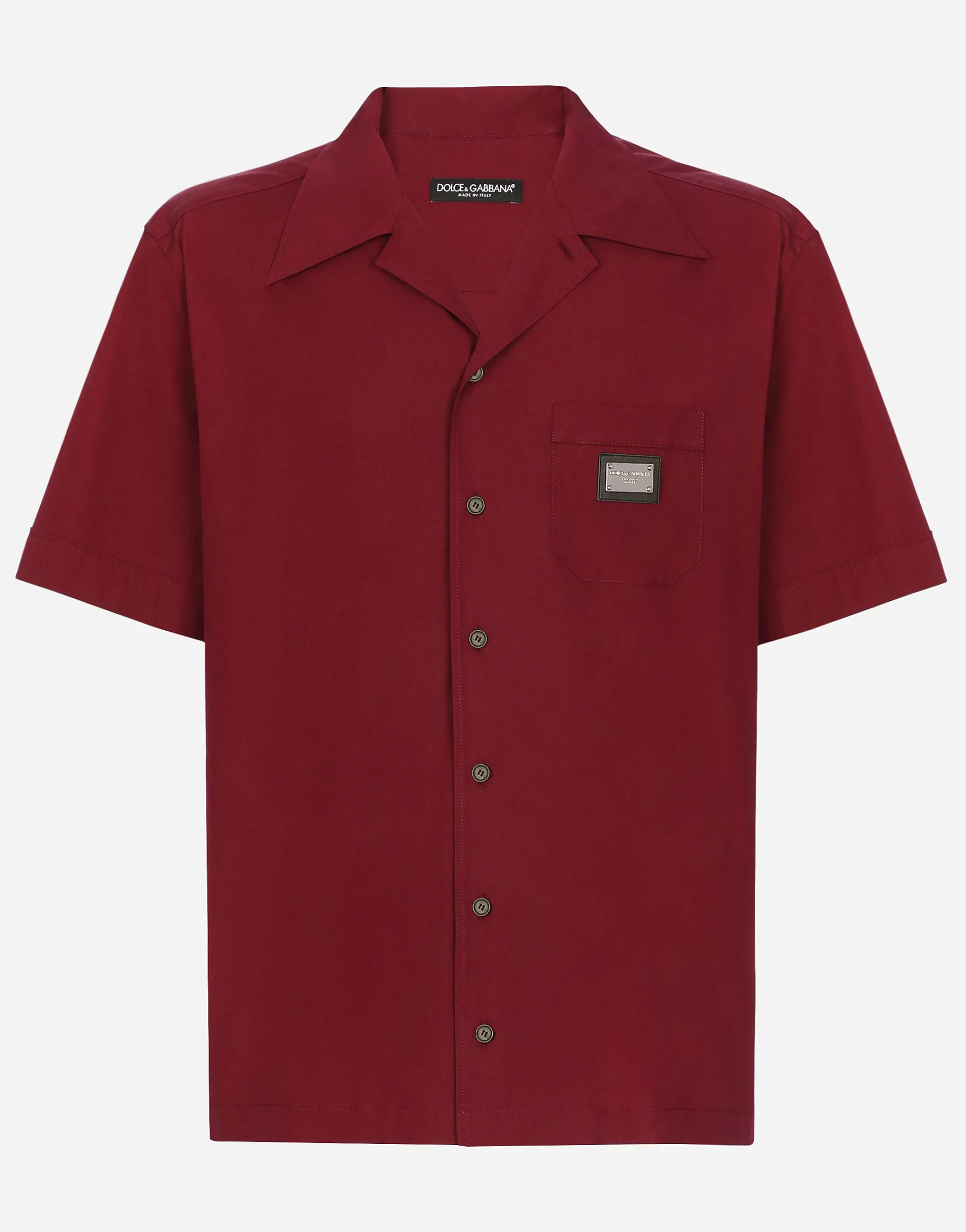 Cotton Hawaiian shirt with branded tag