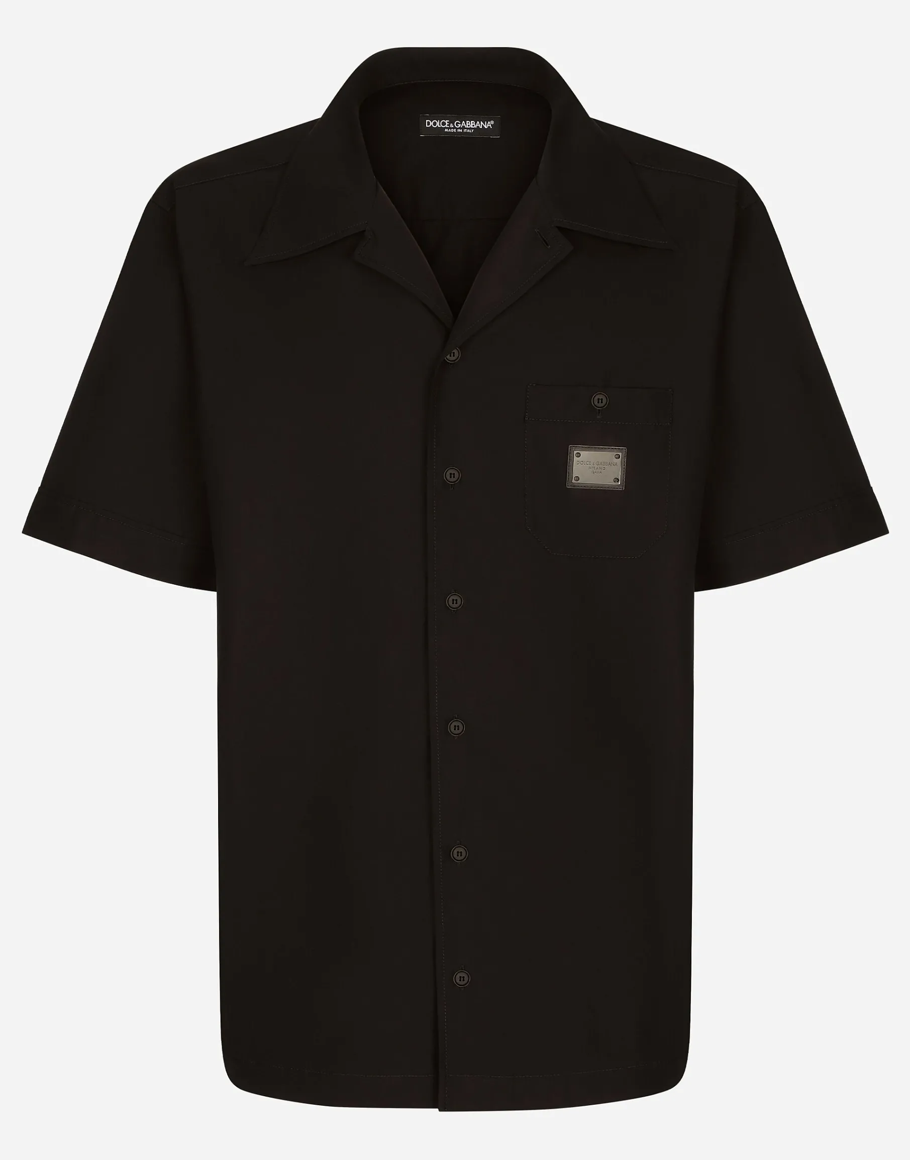 Cotton Hawaiian shirt with branded tag