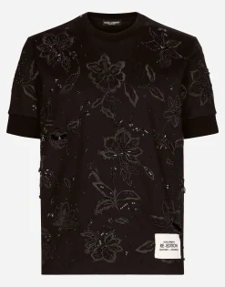 Cotton interlock T-shirt with embroidery