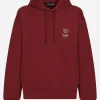 Cotton jersey hoodie with embroidery