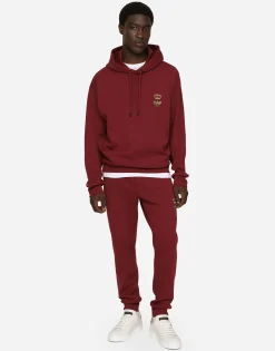 Cotton jersey hoodie with embroidery