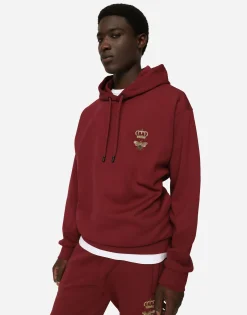 Cotton jersey hoodie with embroidery