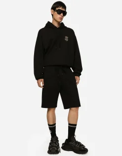 Cotton jersey hoodie with embroidery
