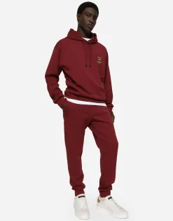 Cotton jersey hoodie with embroidery