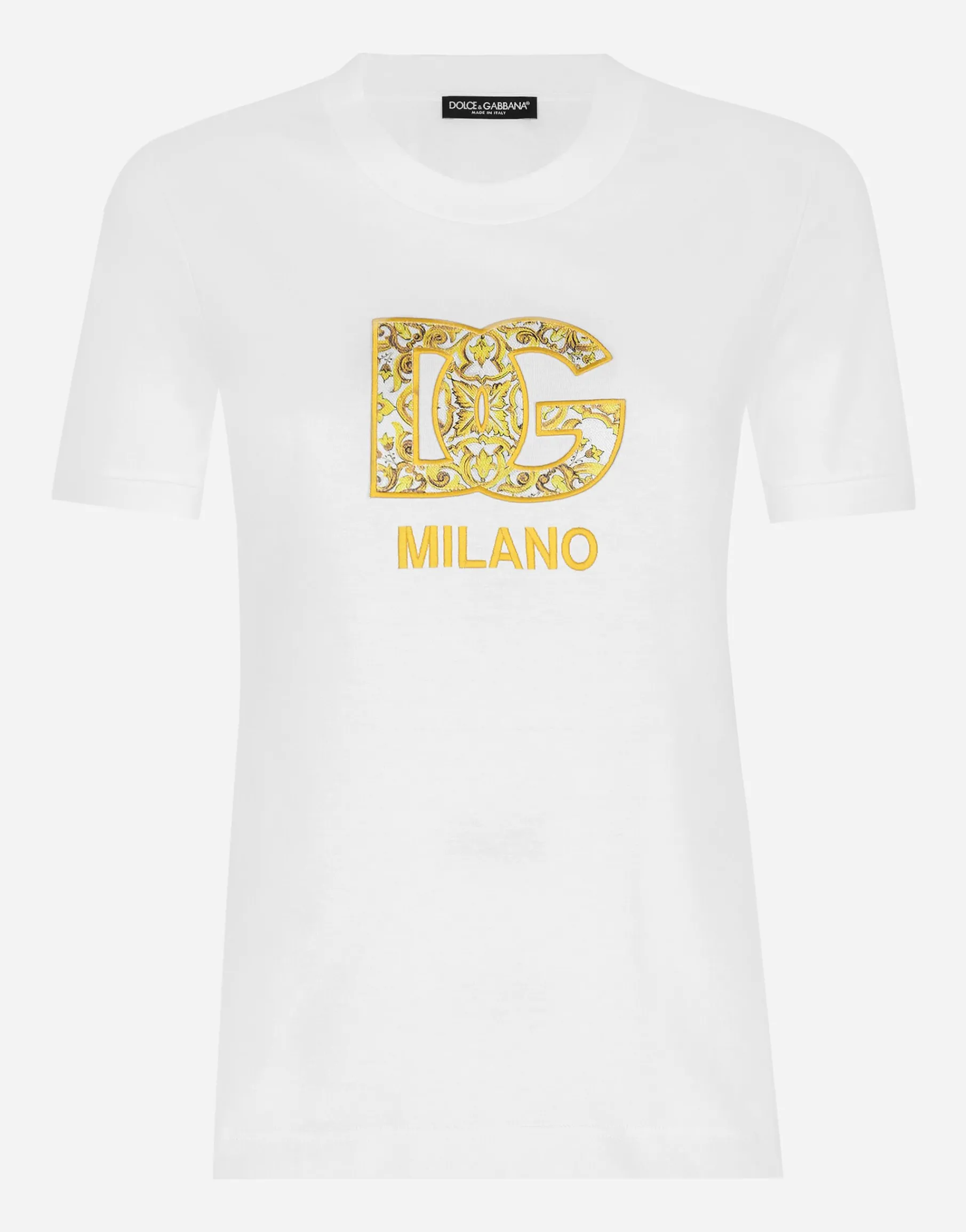 Cotton jersey T-shirt with majolica-print DG logo patch