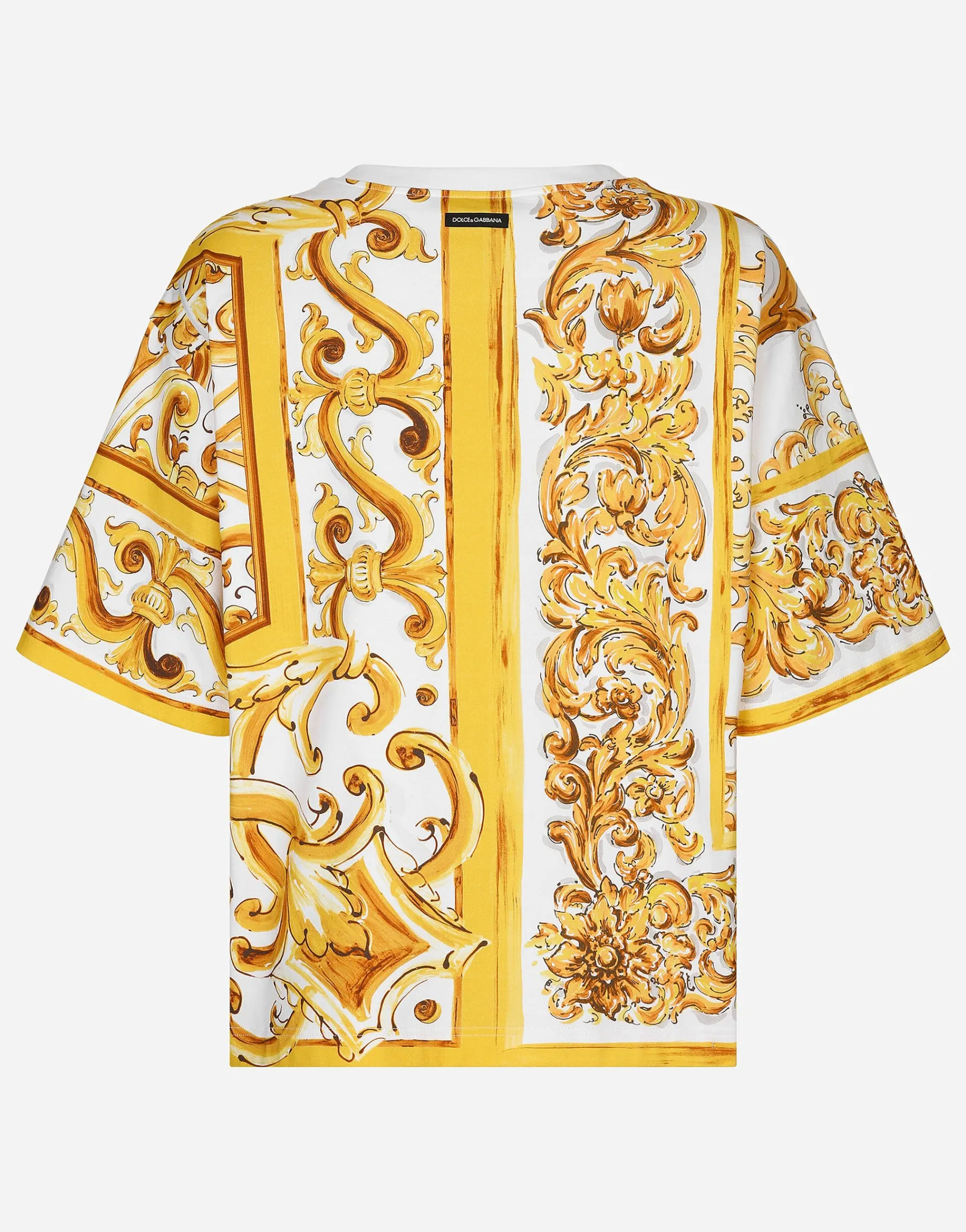 Cotton jersey T-shirt with majolica print