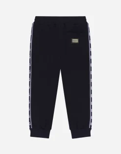 Cotton jogging pants with branded side bands