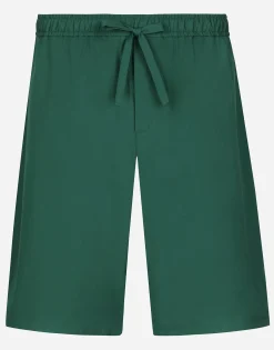 Cotton jogging shorts with logo tag