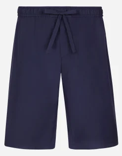 Cotton jogging shorts with logo tag