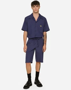Cotton jogging shorts with logo tag