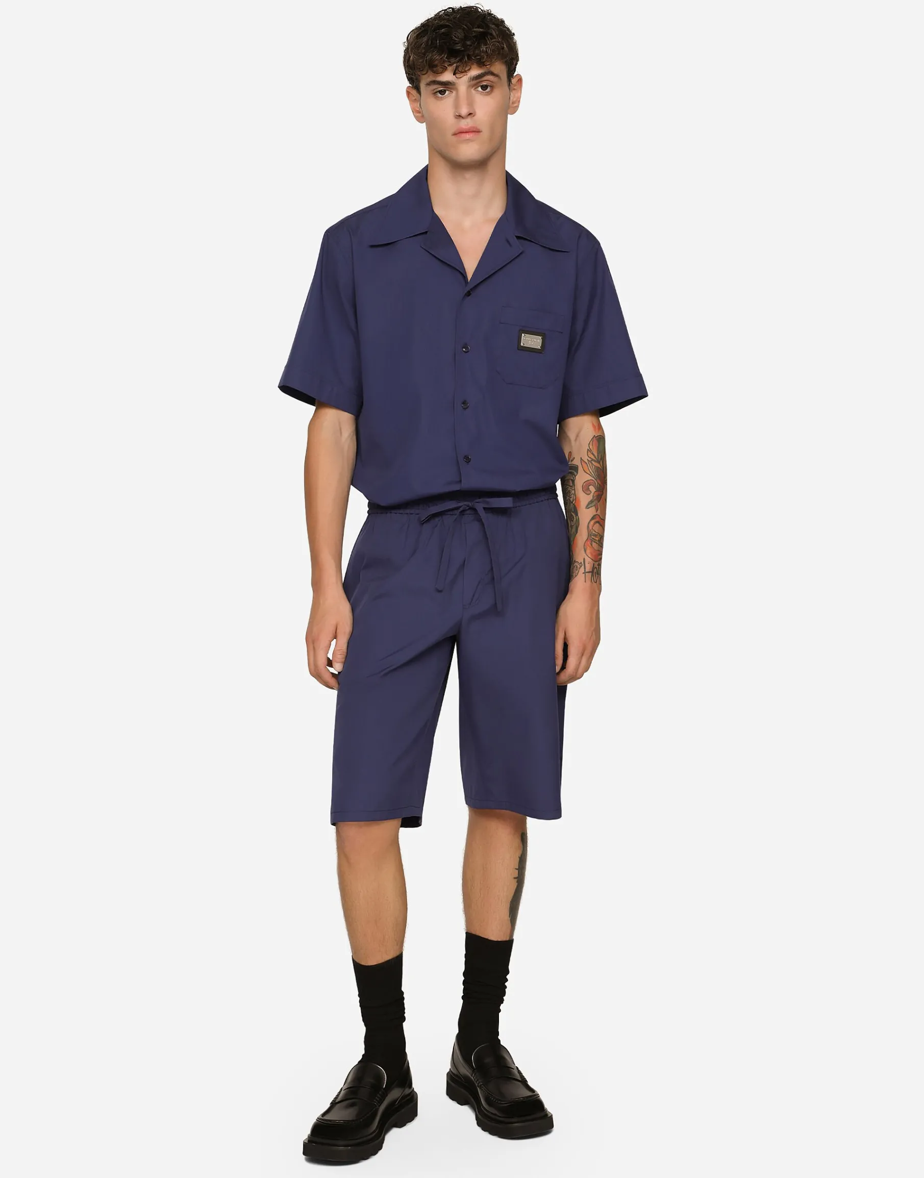 Cotton jogging shorts with logo tag