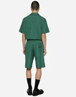 Cotton jogging shorts with logo tag