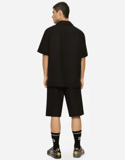 Cotton jogging shorts with logo tag