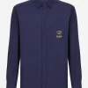 Cotton Martini-fit shirt with embroidery
