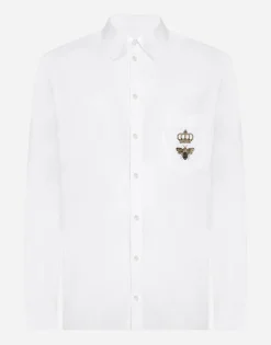 Cotton Martini-fit shirt with embroidery