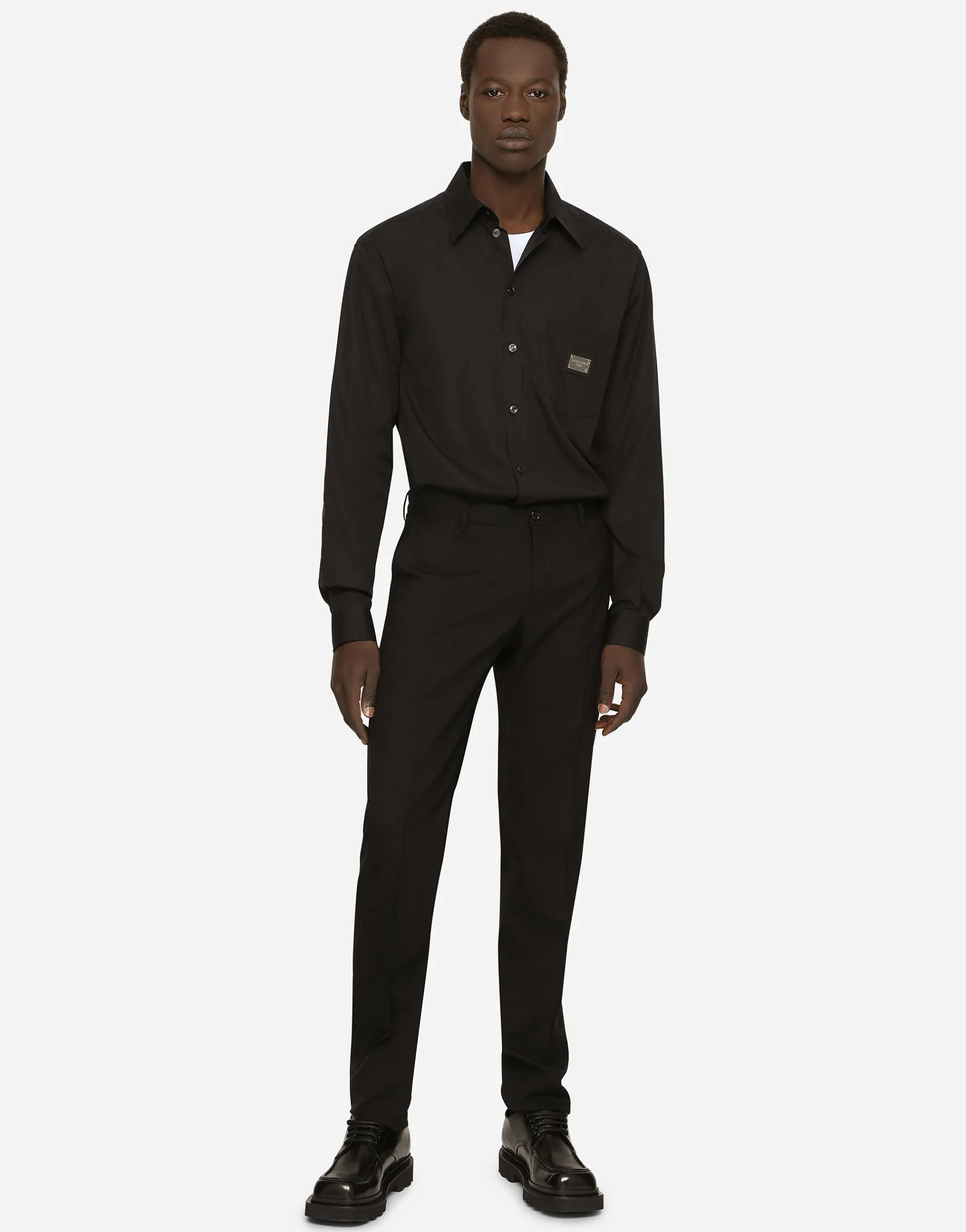 Cotton Martini-fit shirt with branded tag