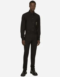 Cotton Martini-fit shirt with embroidery