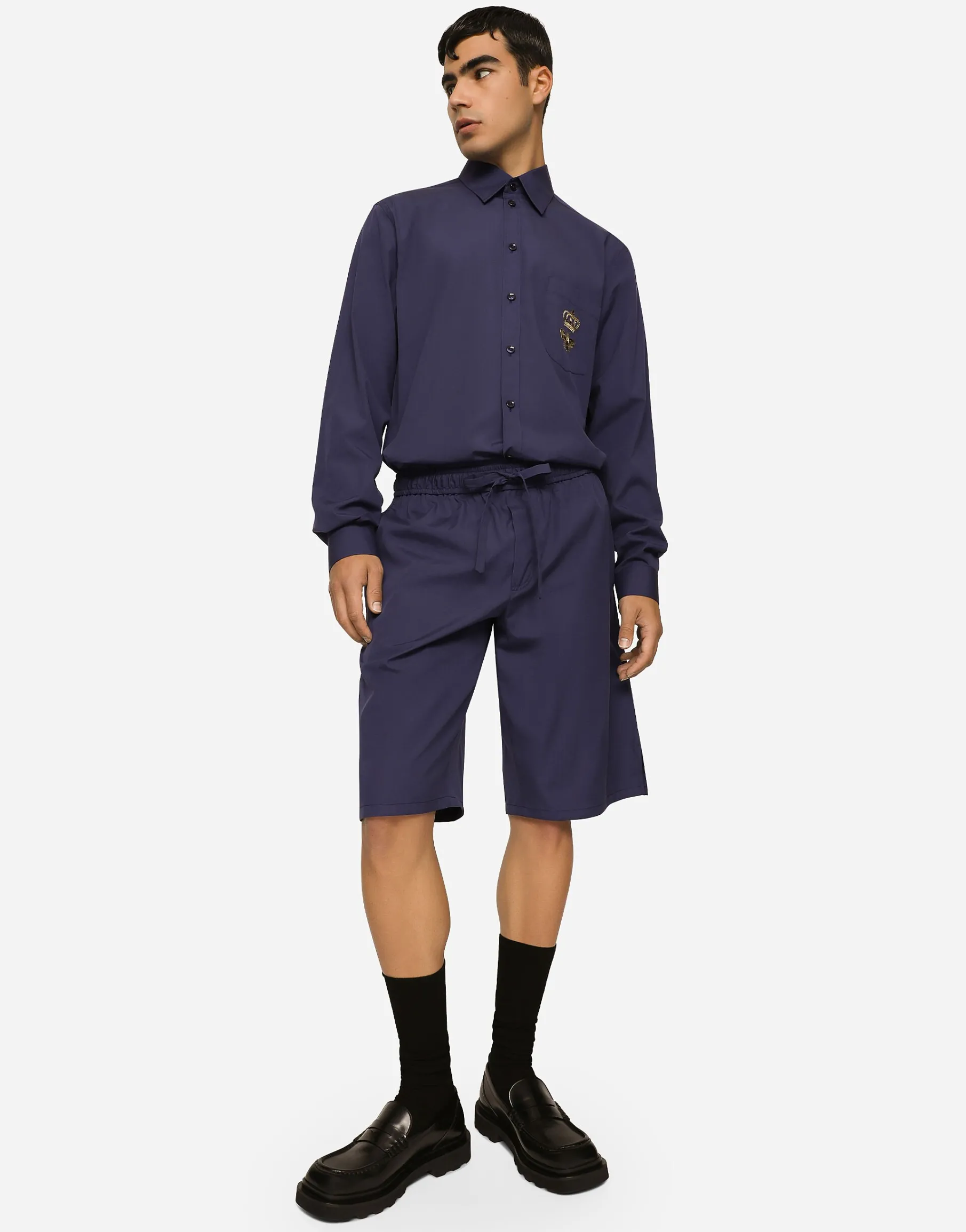 Cotton Martini-fit shirt with embroidery