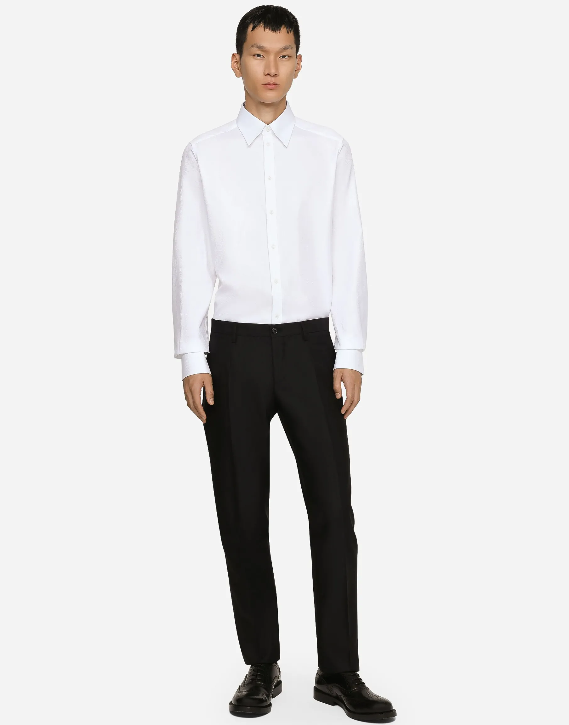Cotton micro-jacquard Martini-fit shirt