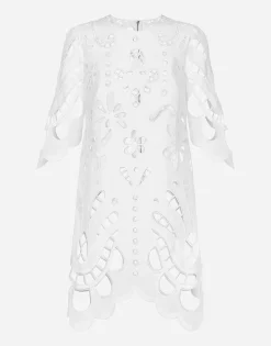 Cotton midi dress with cut-out detailing