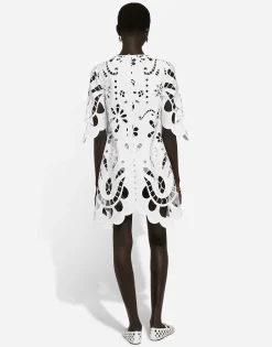 Cotton midi dress with cut-out detailing