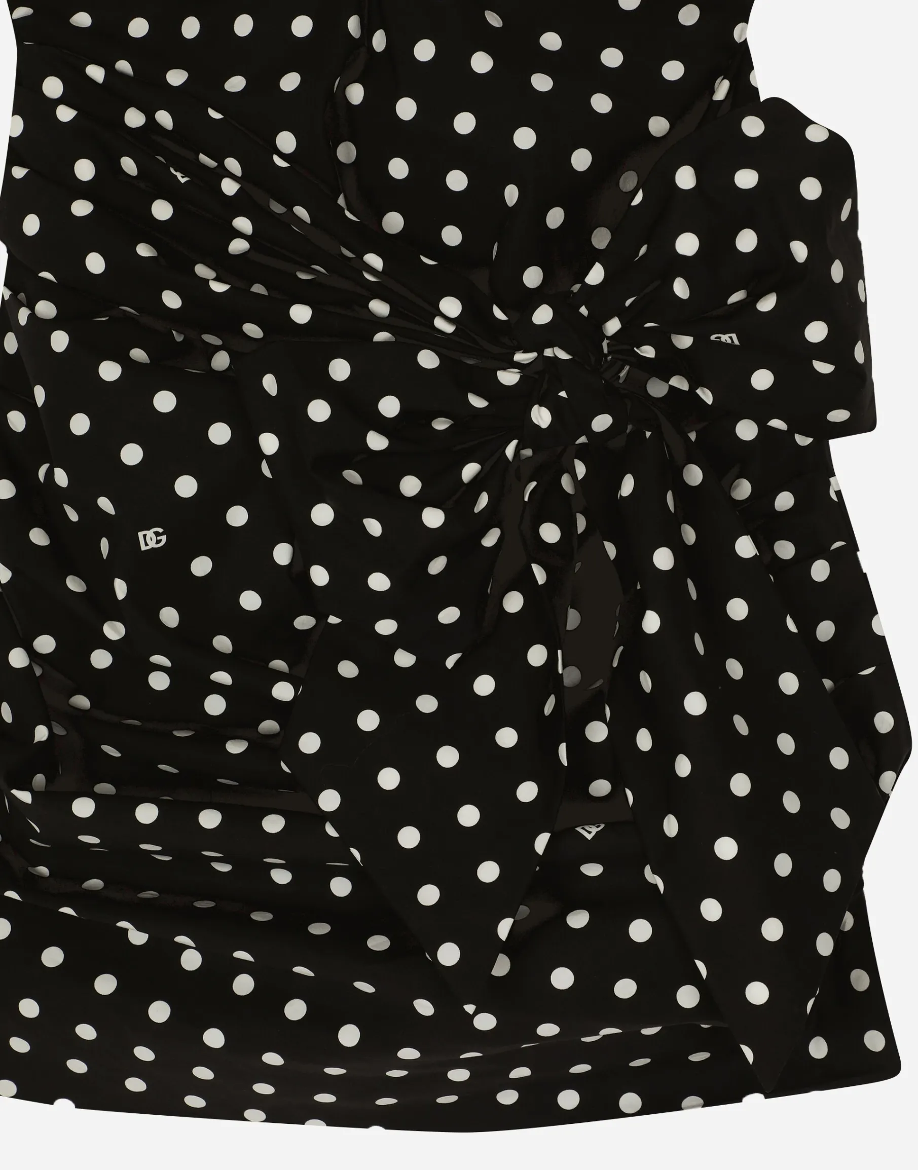 Cotton minidress with polka-dot print and bow detail