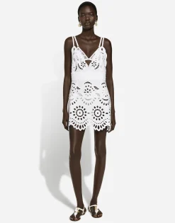 Cotton minidress with straps and cut-out detailing