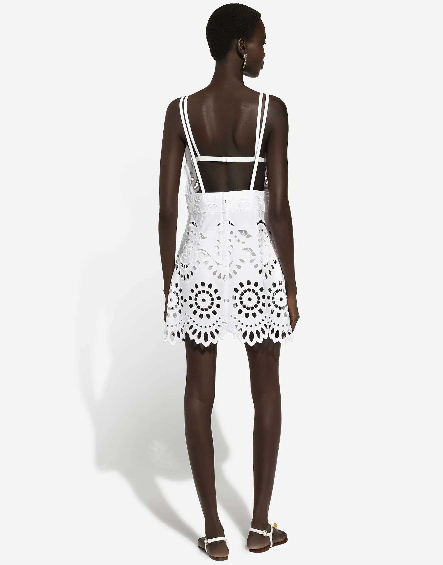 Cotton minidress with straps and cut-out detailing
