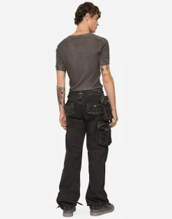 Cotton pants with belt and belt bag