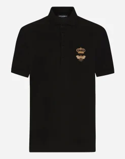 Cotton piqué polo-shirt with embroidery