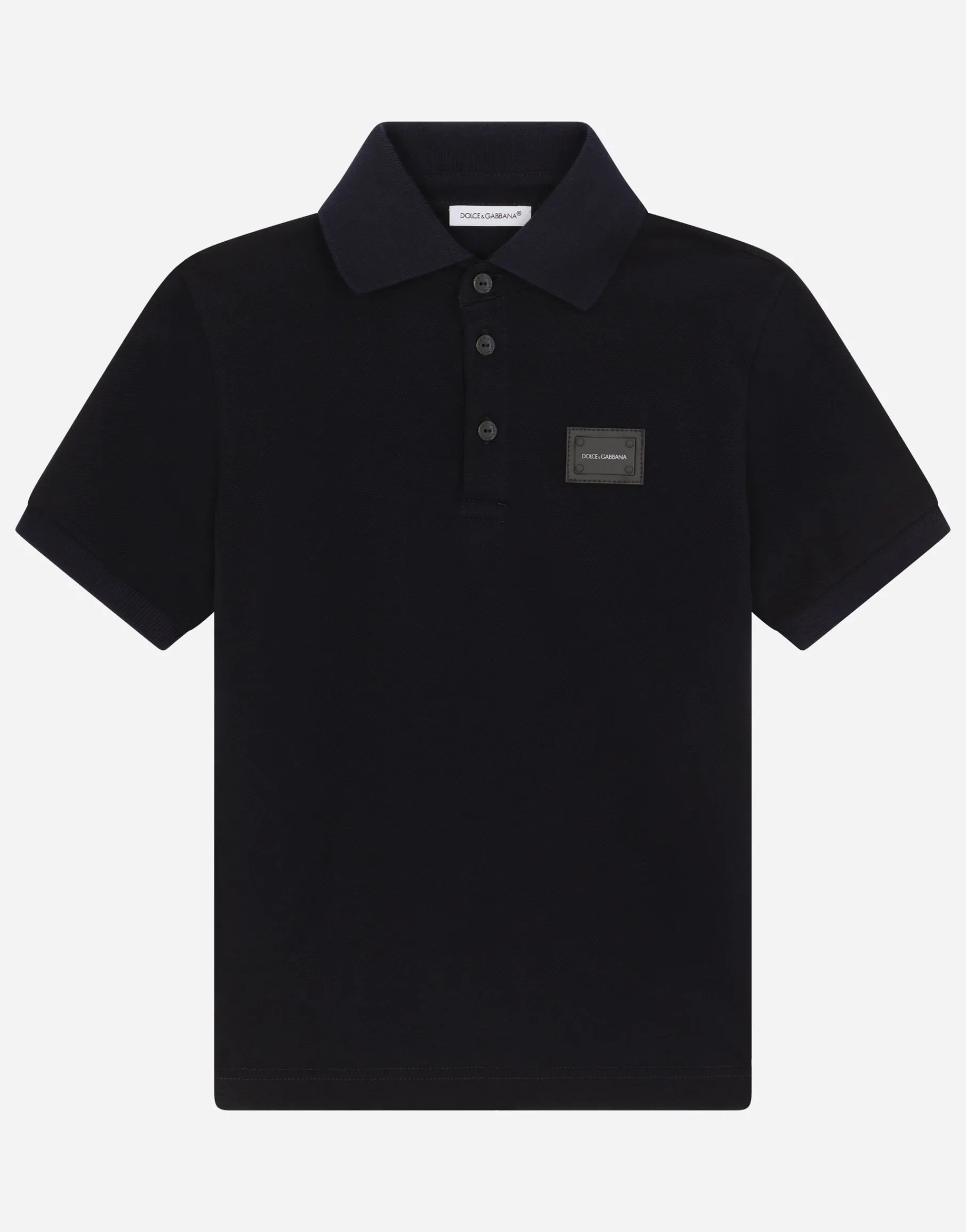 Cotton piqué polo-shirt with logo plate
