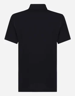 Cotton piqué polo-shirt with branded tag