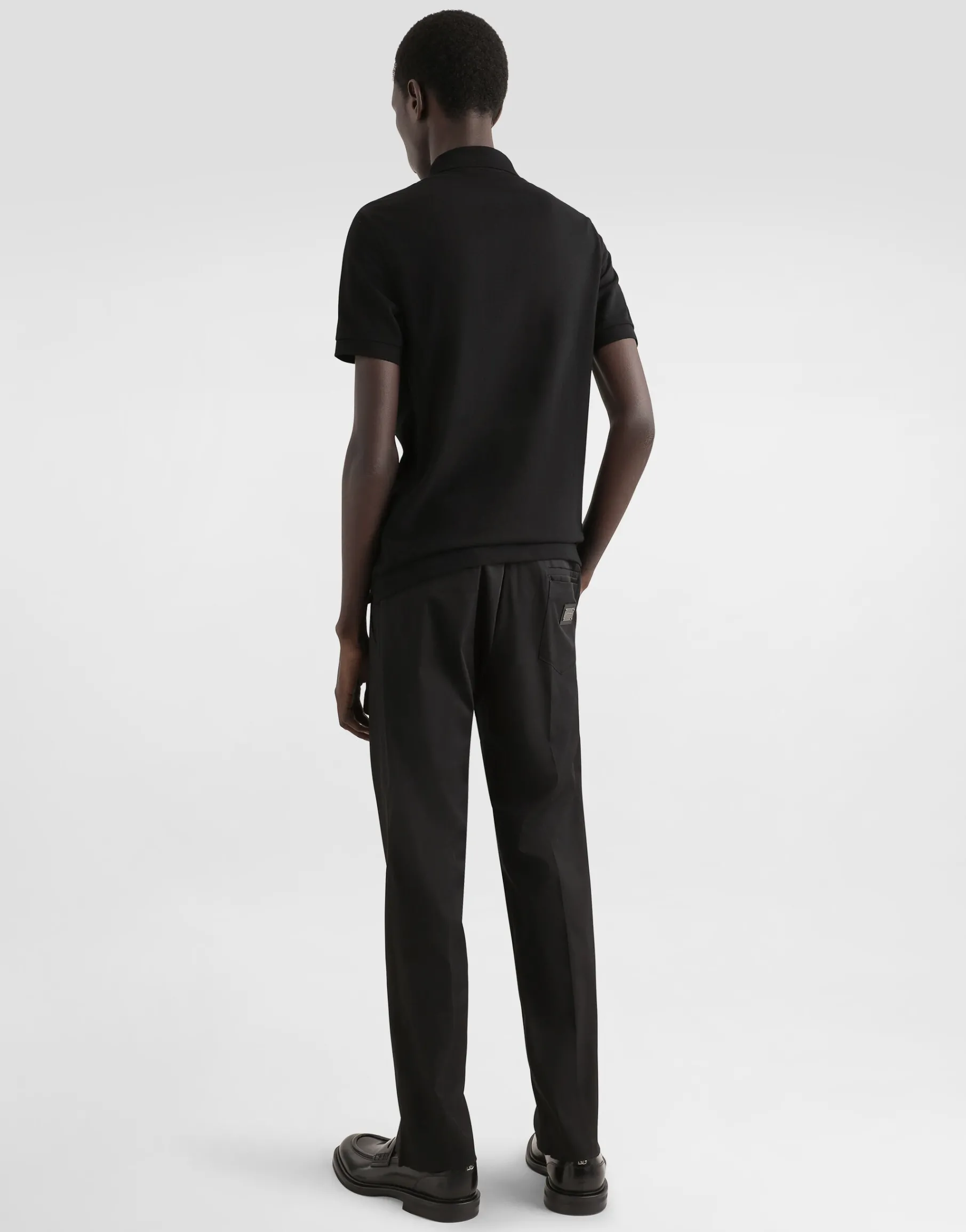 Cotton piqué polo-shirt with branded tag
