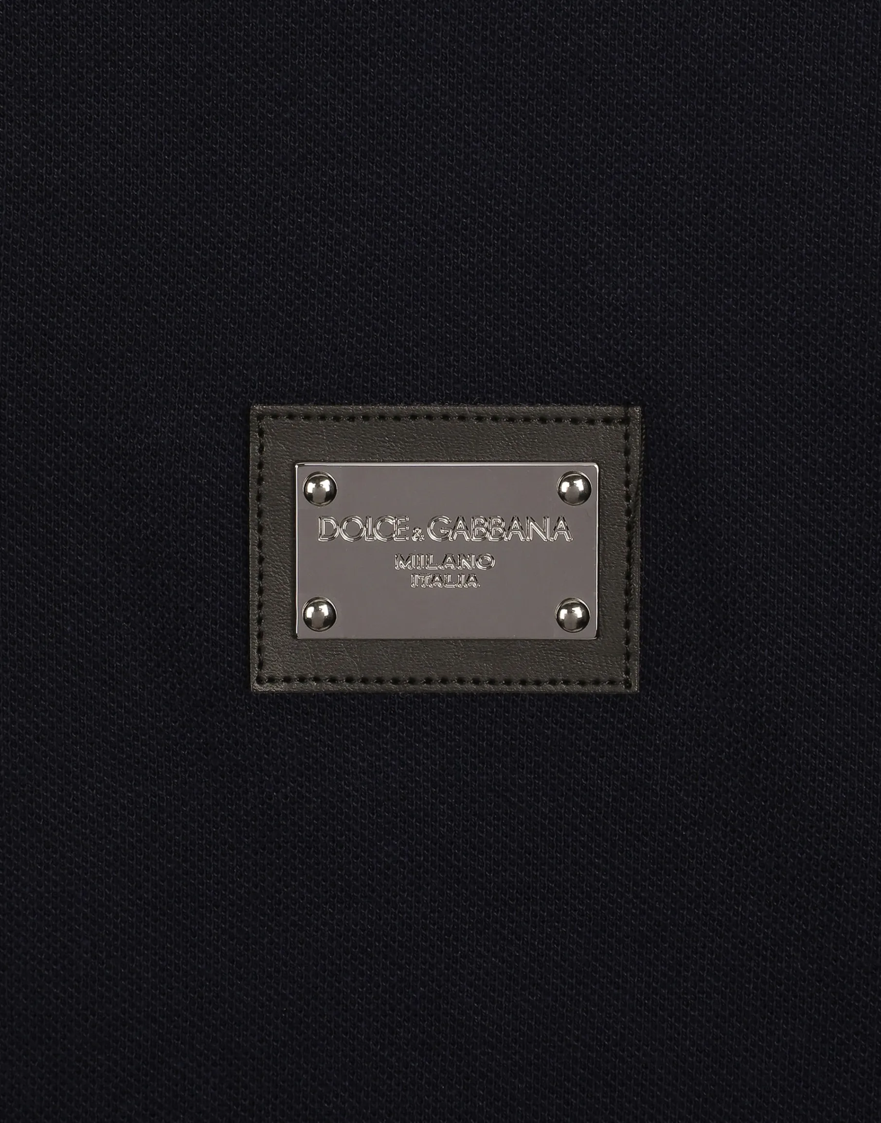 Cotton piqué polo-shirt with branded tag