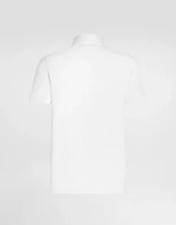 Cotton piqué polo-shirt with branded tag