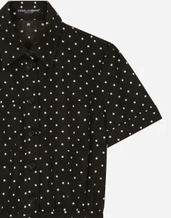 Cotton playsuit with polka-dot print