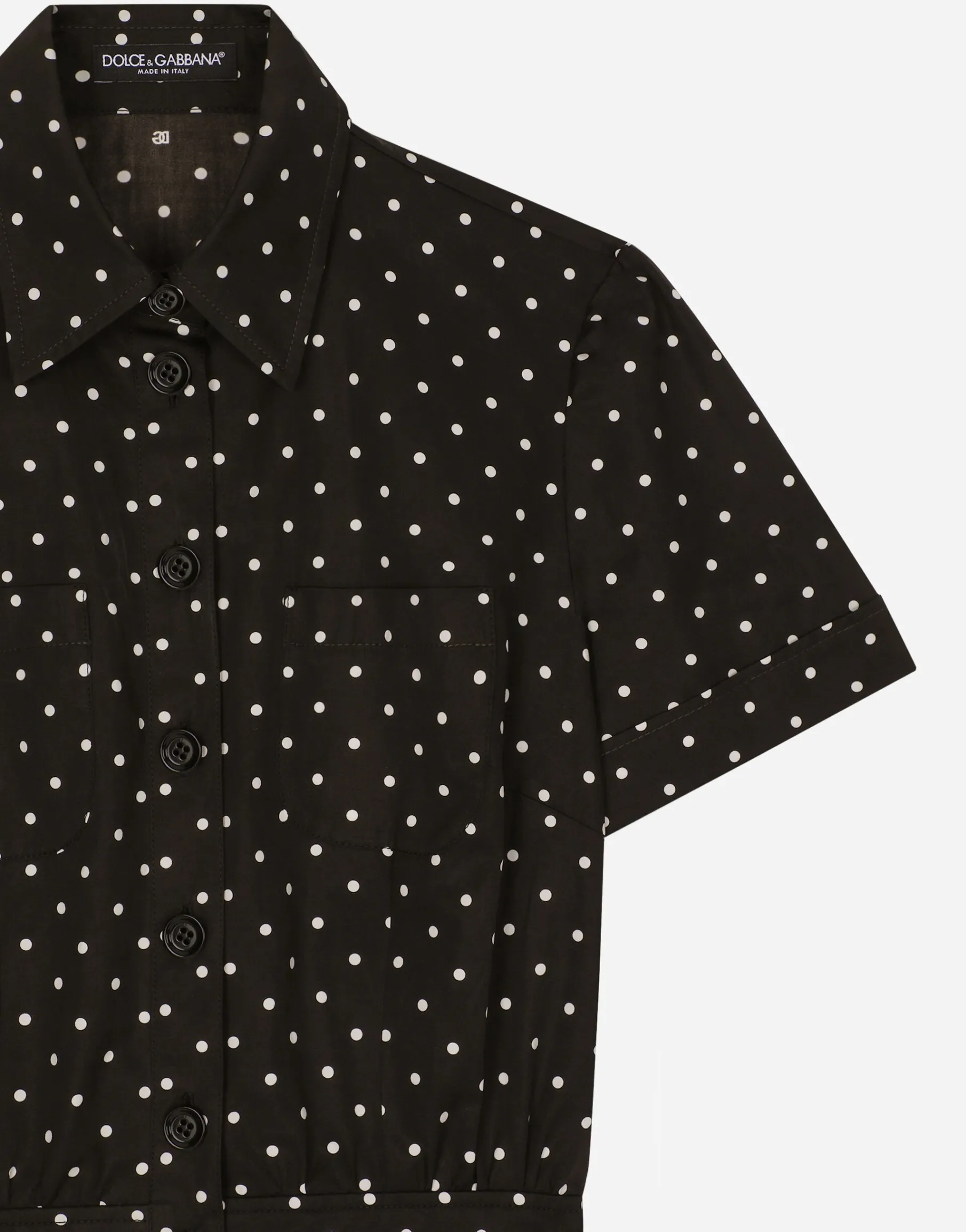 Cotton playsuit with polka-dot print
