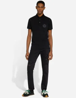 Cotton polo-shirt with DG logo embroidery