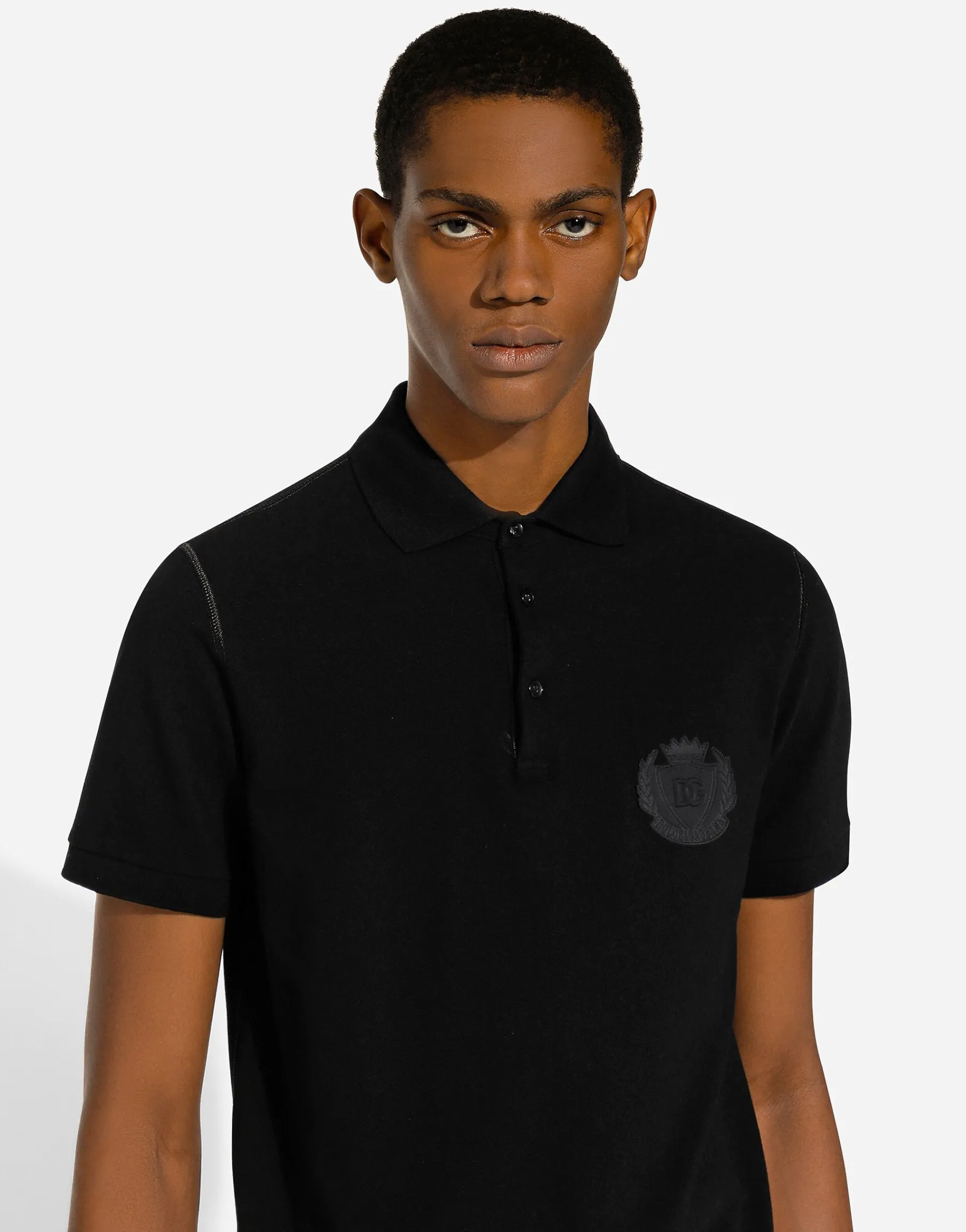 Cotton polo-shirt with DG logo embroidery