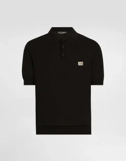 Cotton polo-shirt with logo tag